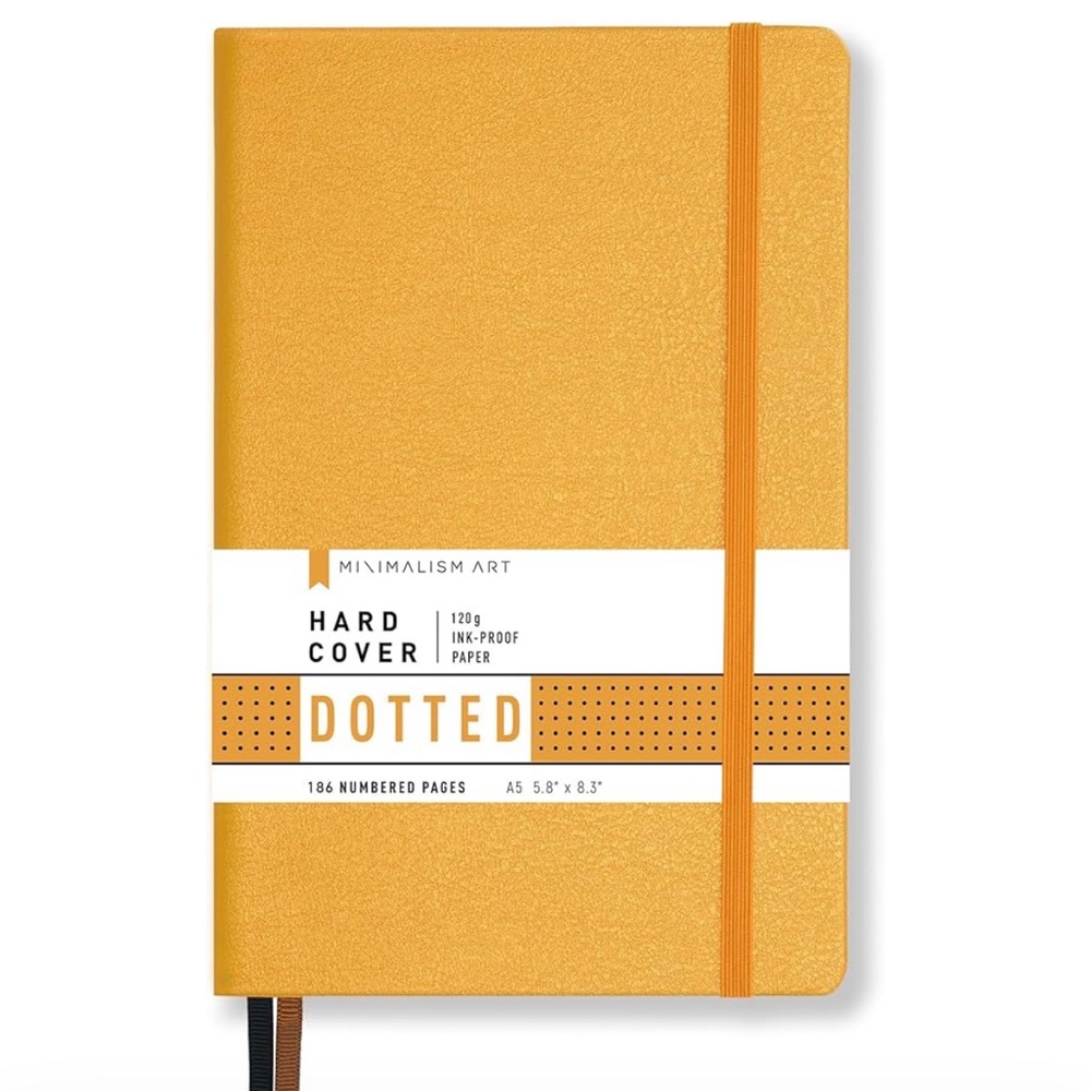 NWT Minimalism Art Premium Hard Cover Dotted Notebook in Amber 186 Pages